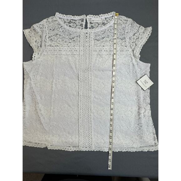 RAFAELLA White Lace Cap Sleeve Blouse 1X NWT Lined Romantic Plus Size Top - Picture 7 of 7
